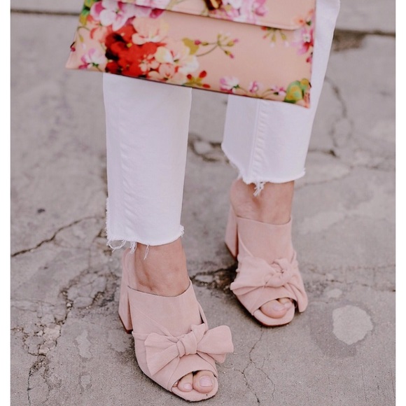 pink mules with bow
